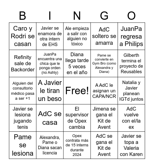 Bingo Card 2024 Bingo Card