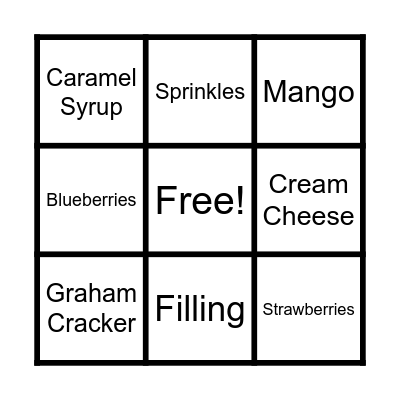 COOKING CLUB BINGO Card