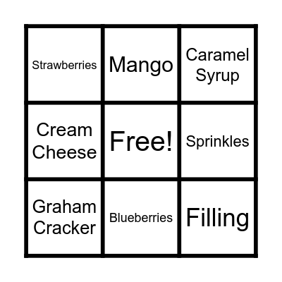 COOKING CLUB BINGO Card