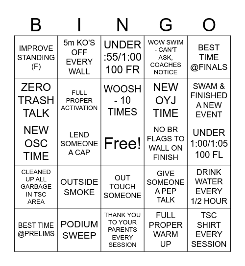 TSC - Steve Kingston 2024 Bingo Card