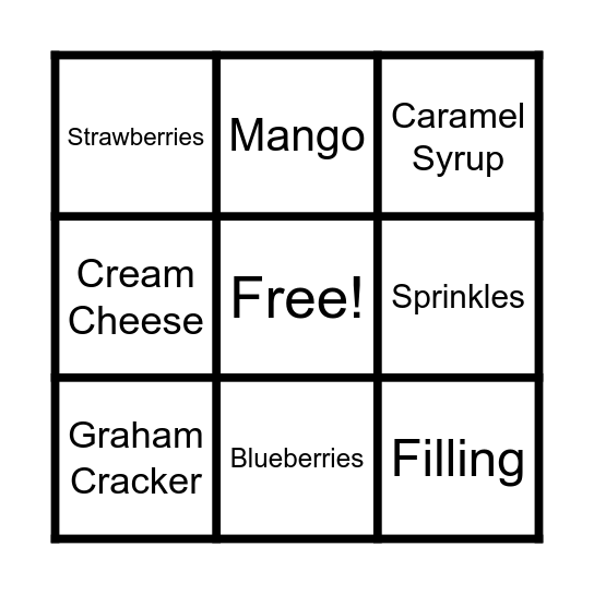 COOKING CLUB BINGO Card