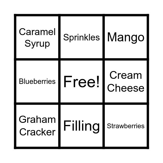 COOKING CLUB BINGO Card