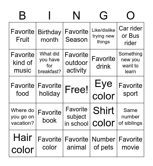 Untitled Bingo Card