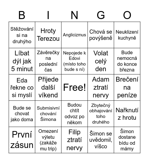 Šimon Bingo Card