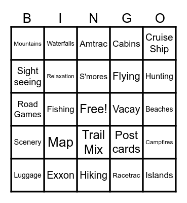 Adventure Lies Ahead!!! Bingo Card