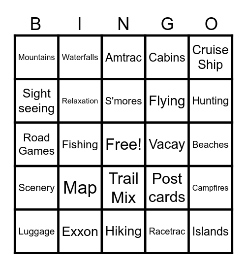 Adventure Lies Ahead!!! Bingo Card