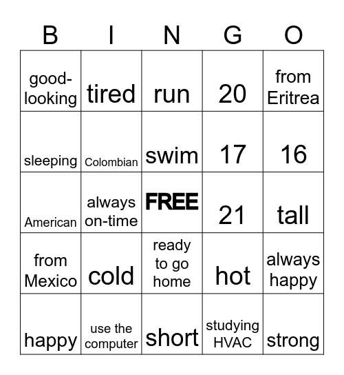 To Be Bingo Card