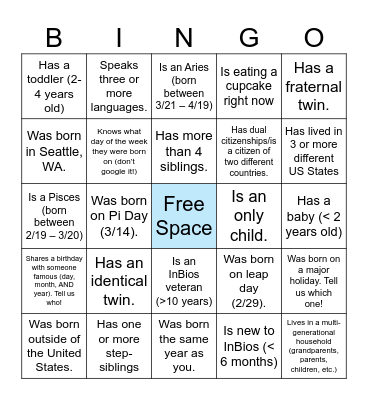 Baby Shower Bingo! Bingo Card