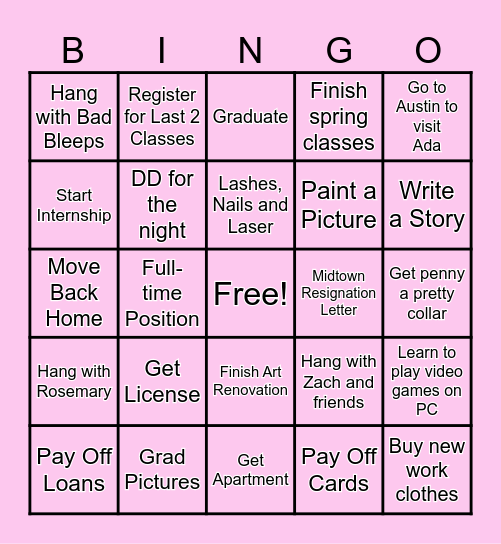 Anndrea's Life Bingo Card