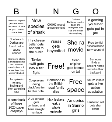 2024 predictions Bingo Card
