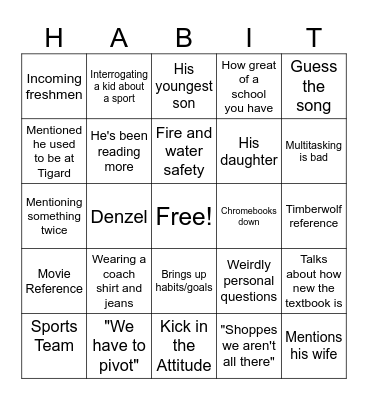 Health 2 Bingo Card