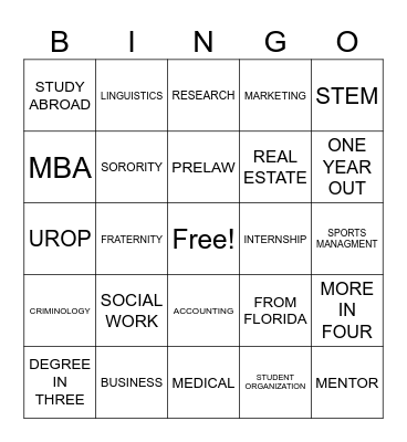 DEGREE IN THREE | MORE IN FOUR Bingo Card