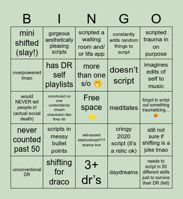 Shifter bingo 🫵🏻🎀 Bingo Card