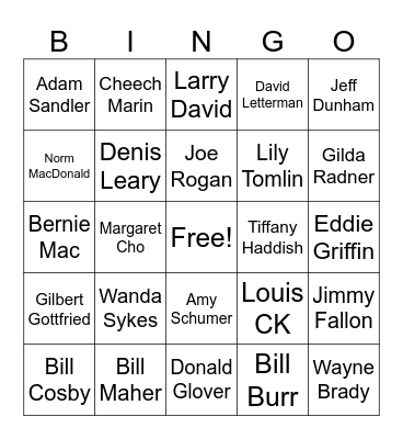 Funny Folks Bingo Card