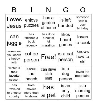 Build Team Bingo Card