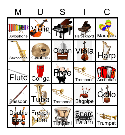 "MUSIC" Bingo Card