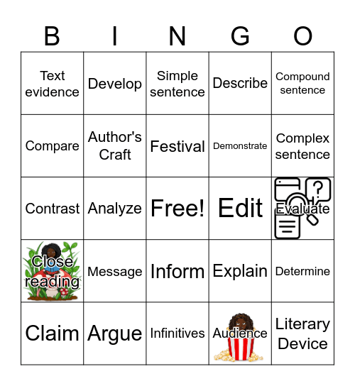 Unit 5 Vocabulary Bingo Card
