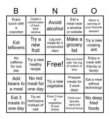 March Madness Nutrition Bingo! Bingo Card