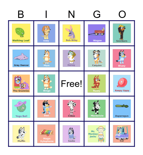 BLUEY Bingo Card