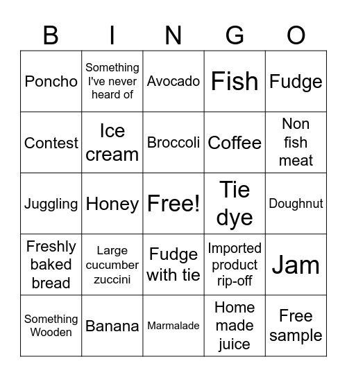 Farmers market nz Bingo Card