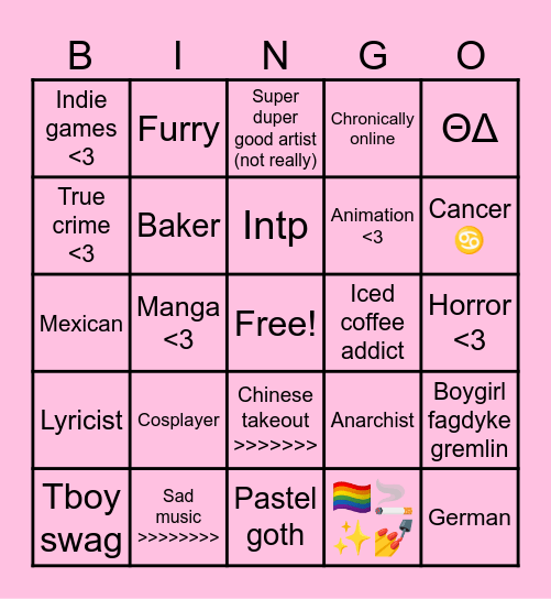 Valcore bingo Card