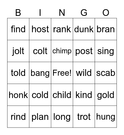 Unit  2 Wilson Bingo Card