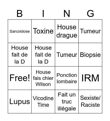 Dr house Bingo Card