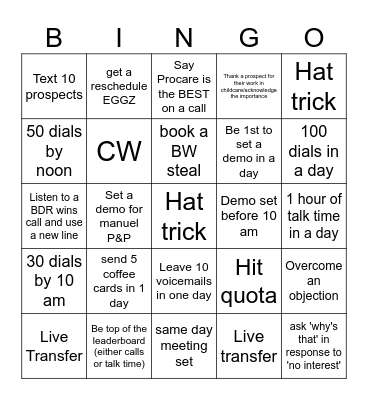 Monthly Success Bingo Card