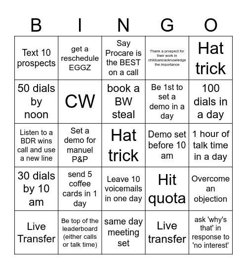 Monthly Success Bingo Card