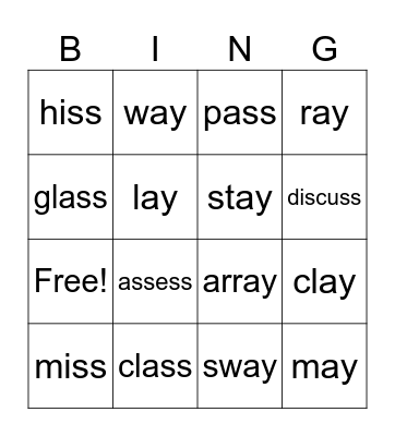 Phonics Bingo Card