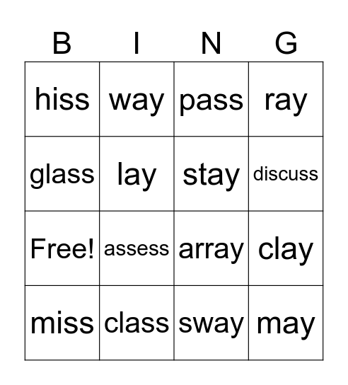 Phonics Bingo Card