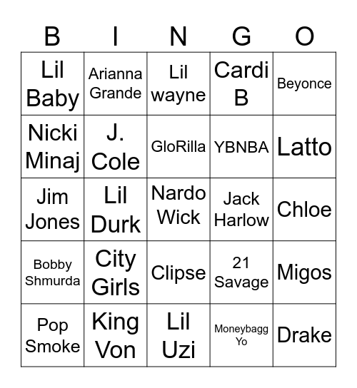 TRAP Bingo Card