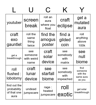 Sol's RNG Bingoooo Bingo Card