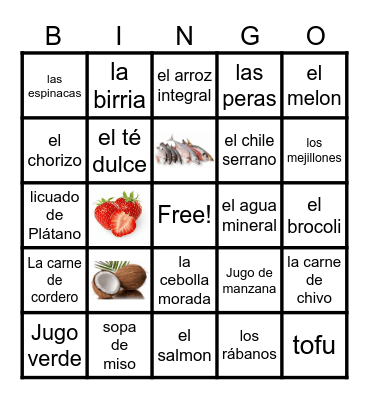 La Comida Bingo Card