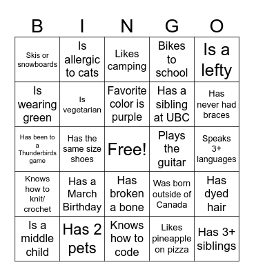 WiE Icebreaker Bingo Card
