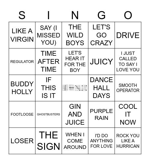 1984 VS 1994 Bingo Card