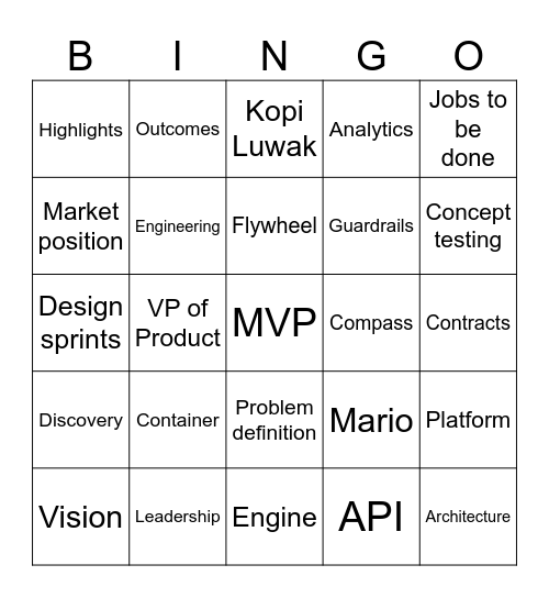 Interview Bingo Card