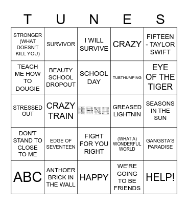 SCHOOL TUNES Bingo Card