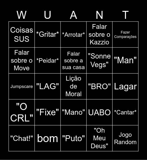 WUANT Bingo Card