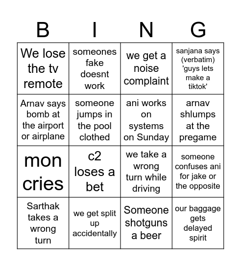 Miami Bingo Card