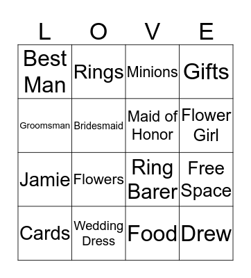 Wedding Bingo Card