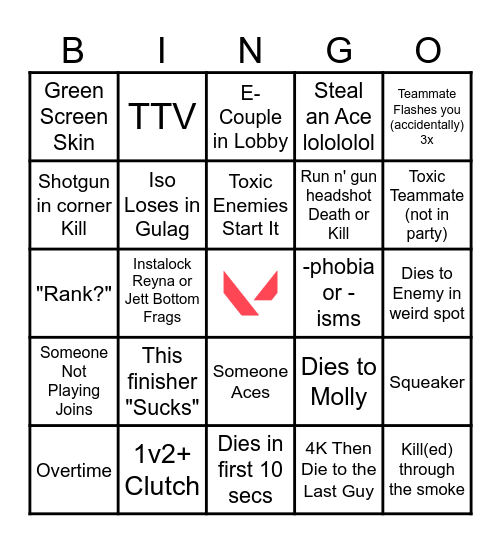 Valorant Bingo Card