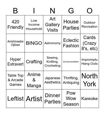 Morgan's Bingo Card Bingo Card