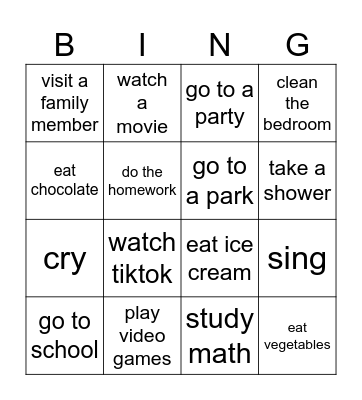 Did you _______ last week? Bingo Card