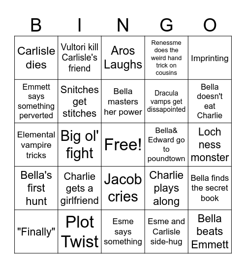 #5: Breaking Dawn Part 2 Bingo Card