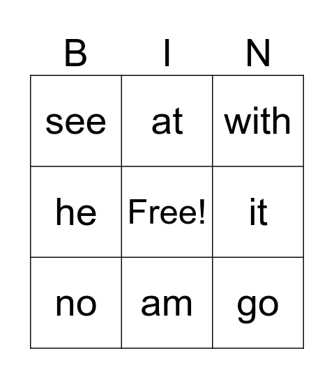 Kinder Bingo Card