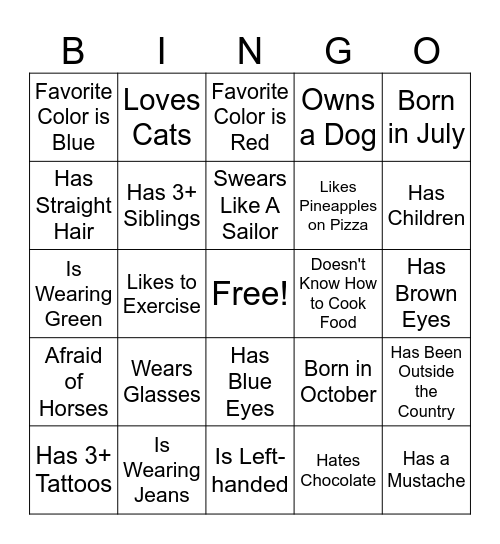 Find Someone Who... Bingo Card