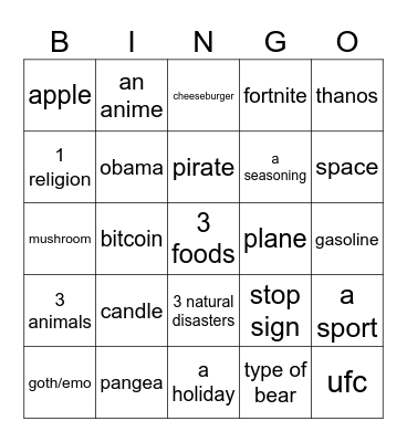 infinite craft Bingo Card