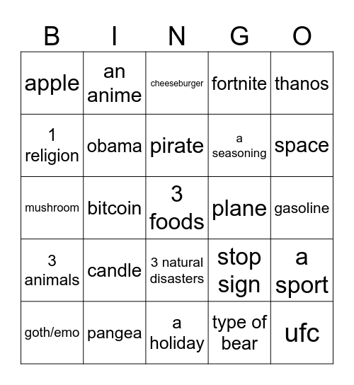 infinite craft Bingo Card