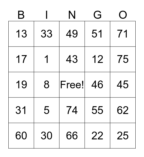 BINGO BONANZA 2016 Bingo Card